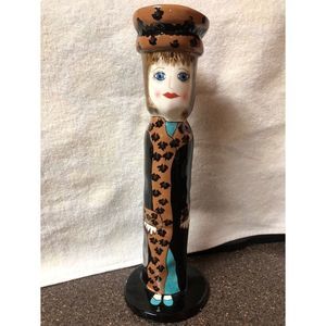 SUSAN PALEY “LYDIA’S LEOPARD COAT” FLOWER VASE OR CANDLESTICK HOLDER 11” TALL